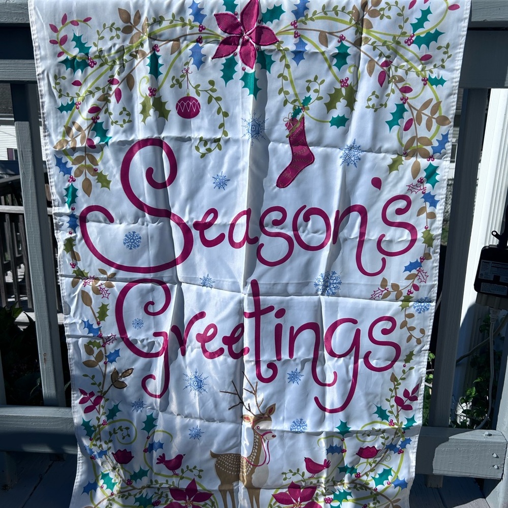 Festive Season's Greetings Holiday Flag - Multicolor